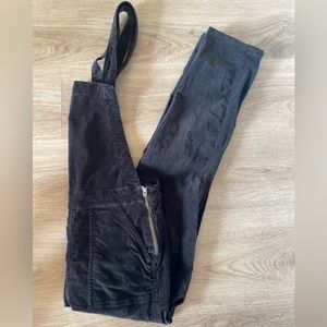 Madewell Black Velvet Skinny Overalls
